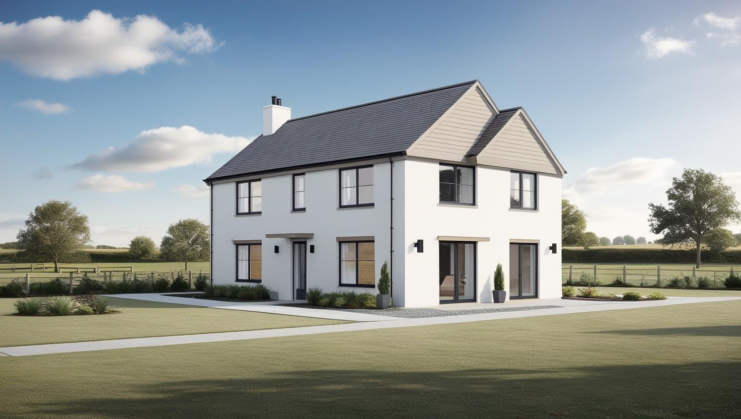 Concept render visualisation detached home blank plot the